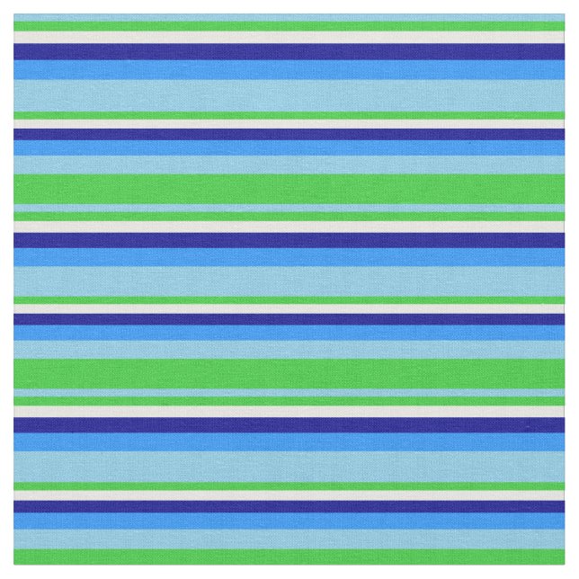 Sky Blue, Lime Green, Mint Cream, Dark Blue & Blue Fabric (Close Up)