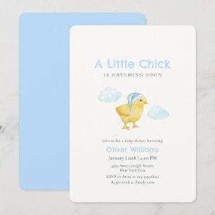 Sky Blue Little Chicken Cloud Baby Shower Invitation
