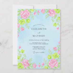 Sky Blue Lively Spring Wedding Invitation