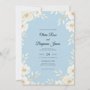 Sky Blue Magnolia Wedding Invitation