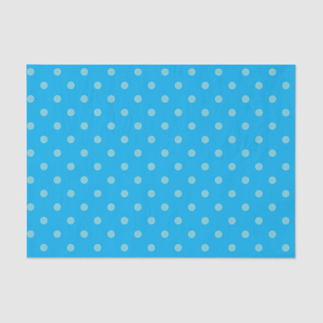 Sky Blue & Medium Blue Polka Dots Tissue Paper (Front)