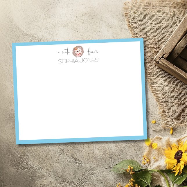 Sky Blue Minimalist Hedgehog Stationery Note Card (Creator Uploaded)