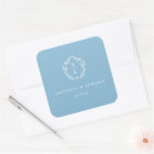 Sky Blue Monogram Crest Wedding Envelope Seal