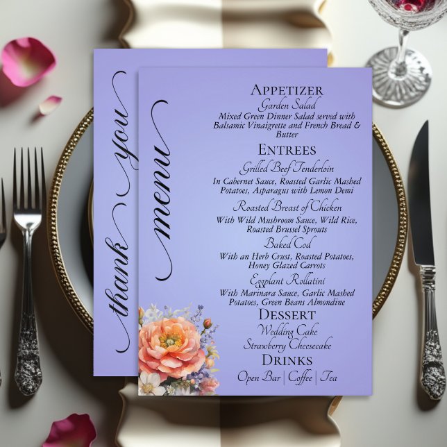 Sky Blue - Monogram, Wildflowers & Thank You  Menu (Creator Uploaded)