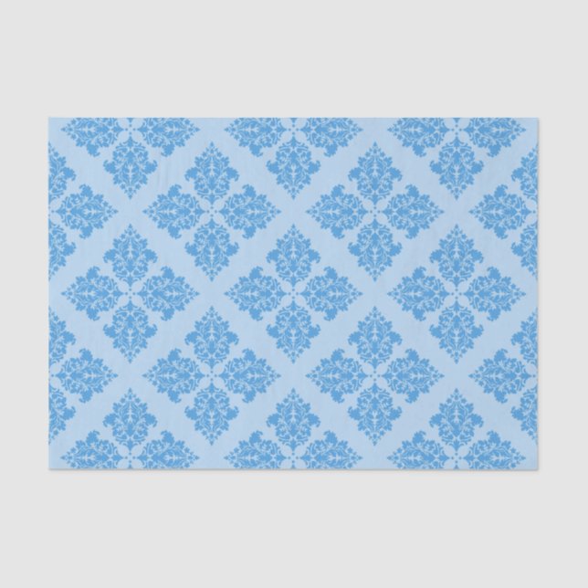 Sky Blue Moroccan Damask Tissue Paper (Front)