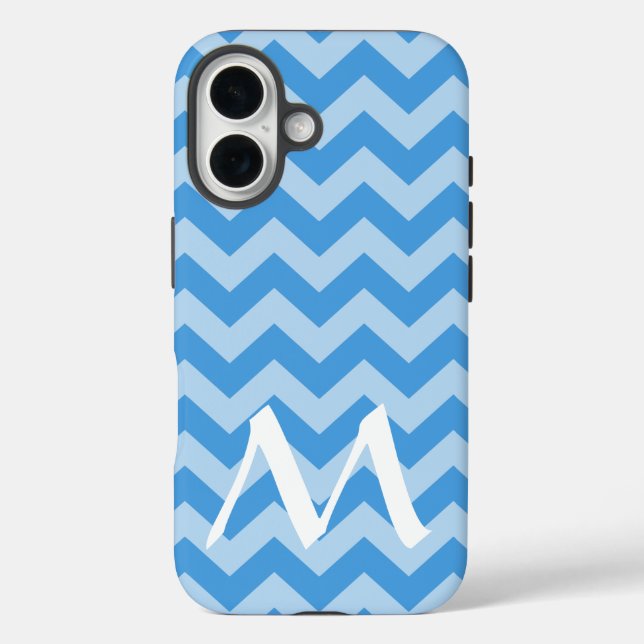 Sky Blue Moroccan Moods Chevrons with Monogram Case-Mate iPhone Case (Back)