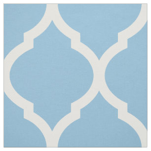 Sky Blue Moroccan Quatrefoil Large Scale Fabric