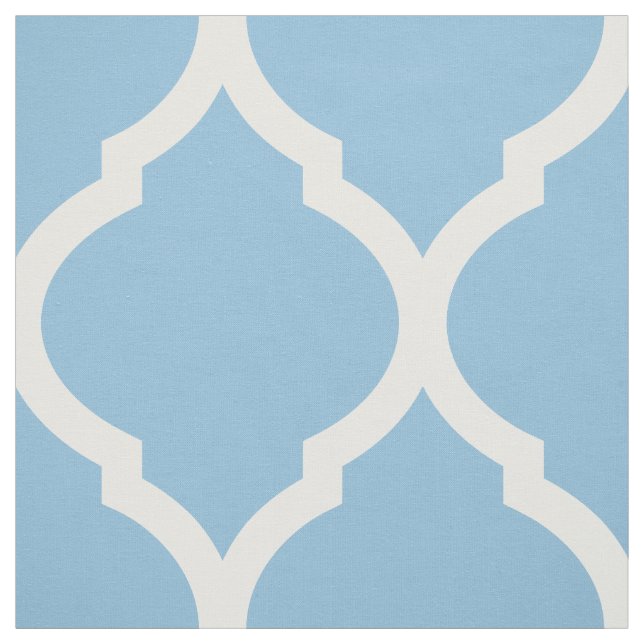 Sky Blue Moroccan Quatrefoil Large Scale Fabric (Swatch)