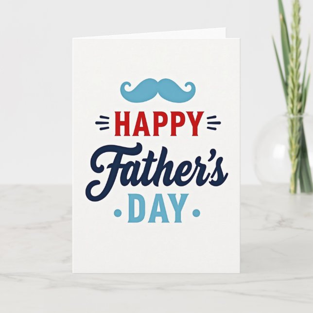 Sky Blue Moustache Fathers Day Card (Front)