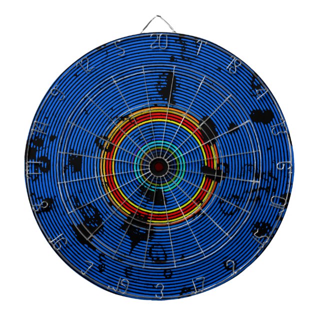 Sky Blue Multicolor Vinyl Disc Texture Pattern Dartboard (Front)
