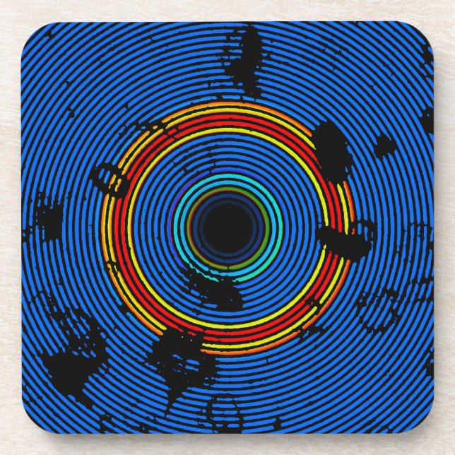 Sky Blue Multicolored Circle Pattern Coaster (Front)