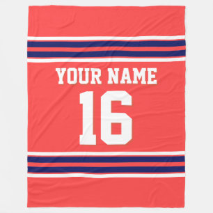 Sky Blue Navy White Team Jersey Sports Jersey Fleece Blanket