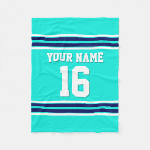 Sky Blue Navy White Team Jersey Sports Jersey Fleece Blanket