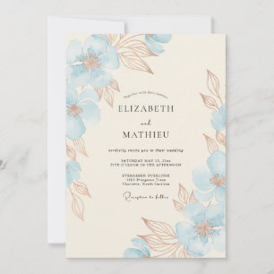 Sky Blue Painterly Flourish Wedding Invitation