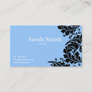 Sky blue paisley damask business card