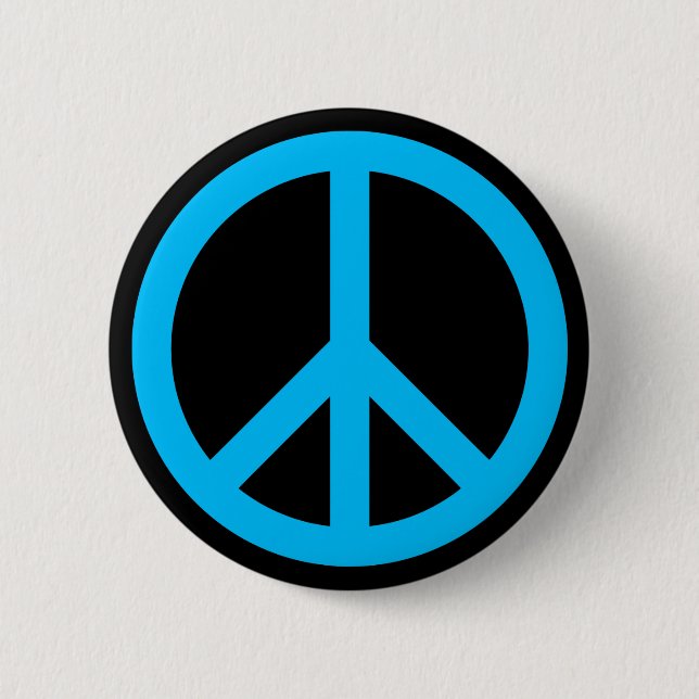 Sky Blue Peace Symbol 6 Cm Round Badge (Front)