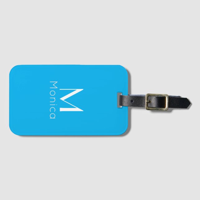 Sky blue - personalised  luggage tag (Front Horizontal)