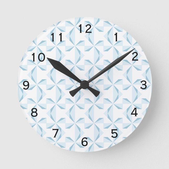 Sky Blue Pinwheels Round Clock (Front)