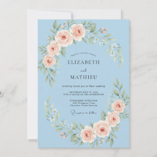 Sky Blue Poetic Spring Wedding Invitation