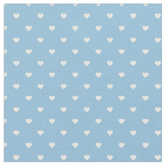Sky Blue Polka Dot Hearts Fabric