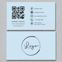 Sky Blue Professional Company Logo QR Code 