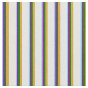 Sky Blue, Purple, Green, Goldenrod & Mint Cream Fabric