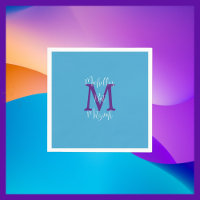 Sky Blue Purple White Bat Mitzvah Name Monogram