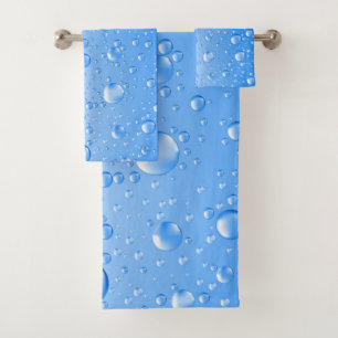Sky Blue Rain Drops Bath Towel Set
