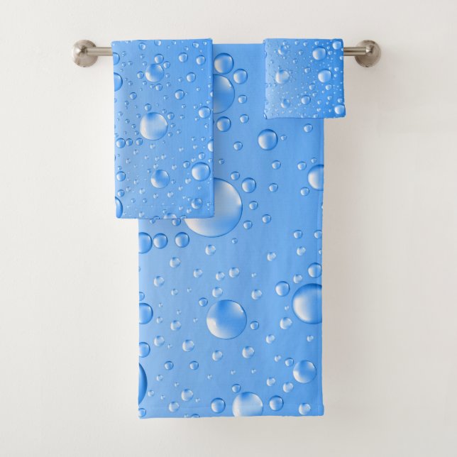 Sky Blue Rain Drops Bath Towel Set (Insitu)