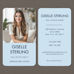 Sky Blue Real Estate Agent Photo Business Card