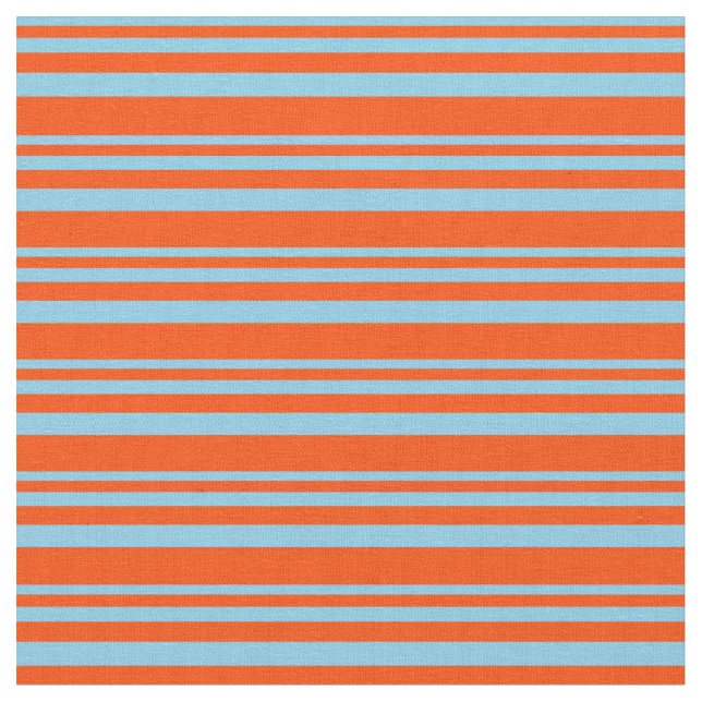 Sky Blue & Red Coloured Lines Fabric (Close Up)