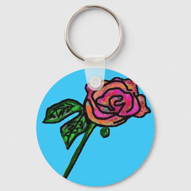 Sky blue rose keychain (Front)