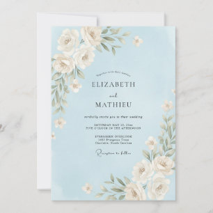 Sky Blue Rose Wedding Invitation