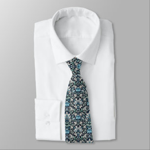 Sky Blue, Sage & Cream Floral Art Deco Pattern Tie
