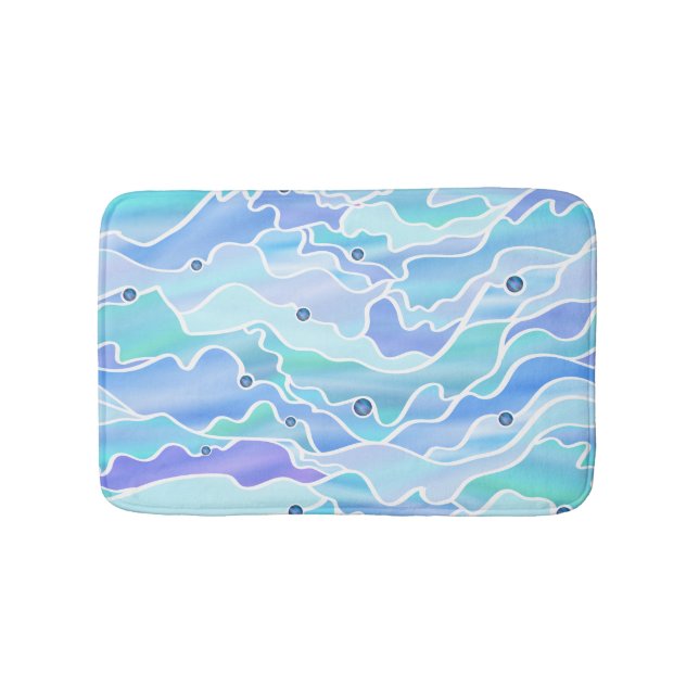 Sky Blue Seascape Abstract Bath Mat (Front)