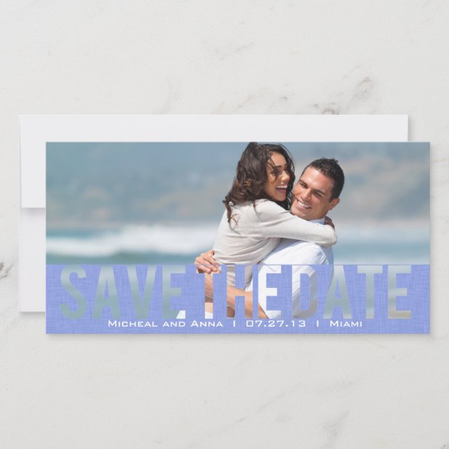 Sky  Blue  See Through Save the Date Card (Front)