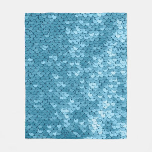 Sky blue shiny fabric with sequins, abstract backg fleece blanket