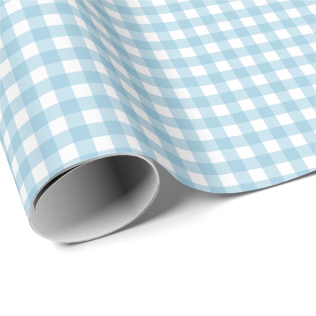 Sky Blue Simple Plaid Wrapping Paper (Roll Corner)