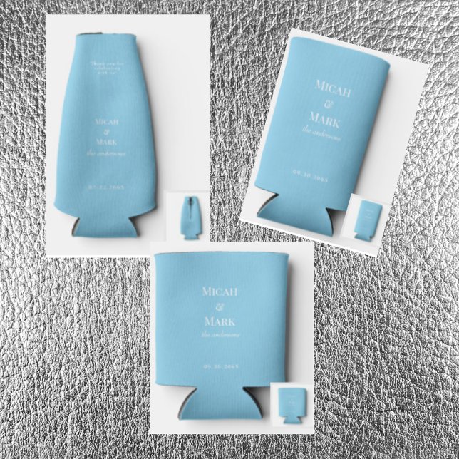Sky Blue Simple Wedding Seltzer Can Cooler (Creator Uploaded)