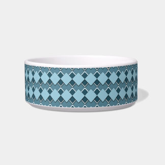 Sky Blue Square and Diamond Chequered Pattern Bowl