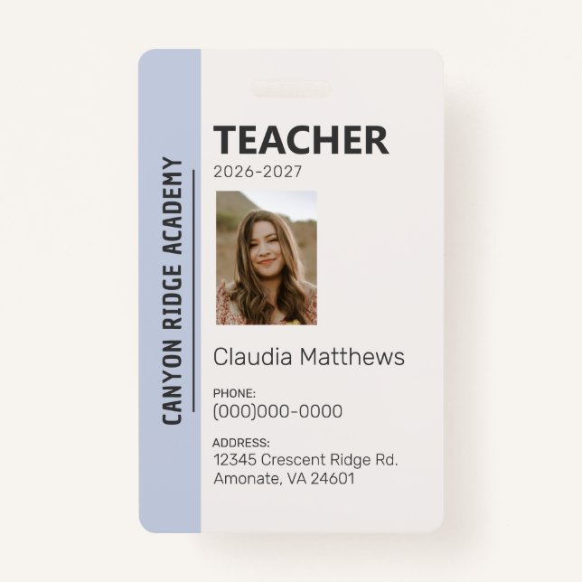 Sky Blue Stripe Homeschool Educator ID Badge (Front)