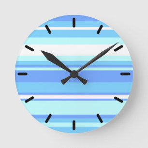 Sky blue stripes round clock