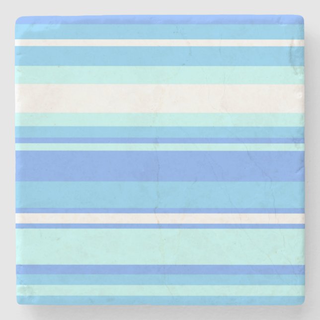 Sky blue stripes stone coaster (Front)