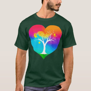 sky blue sun orange tree green heart pinKsimple 00 T-Shirt
