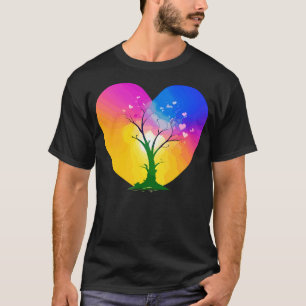 sky blue sun orange tree green heart pinKsimple 00 T-Shirt