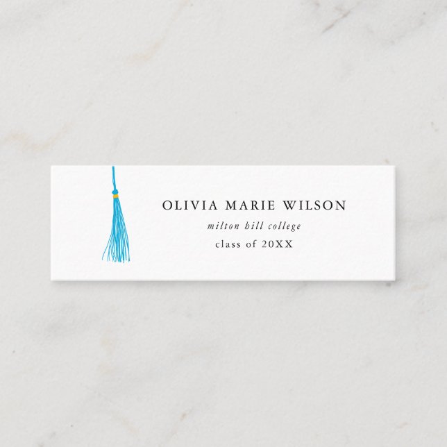 Sky Blue Tassel Graduation Name Card (Front)