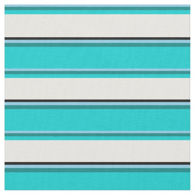 Sky Blue, Teal, Dark Turquoise, White, and Black Fabric (Close Up)