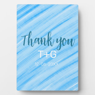 Sky blue thank you add couple name date year text plaque