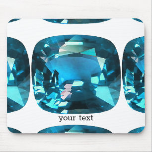 Sky Blue Topaz Cushion Gemstone Mouse Pad
