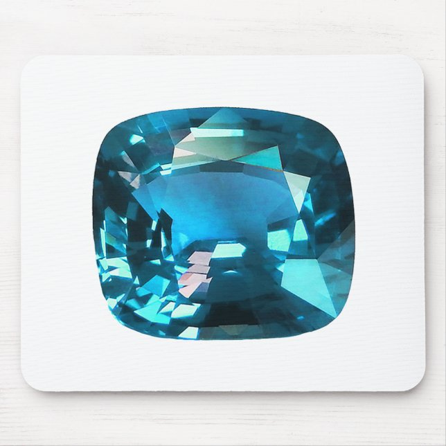 Sky Blue Topaz Cushion Gemstone Mouse Pad (Front)